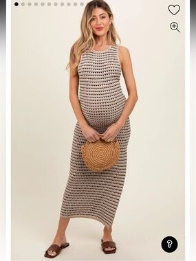 Pinkblush Beige and Black Striped Knit Midi Dress